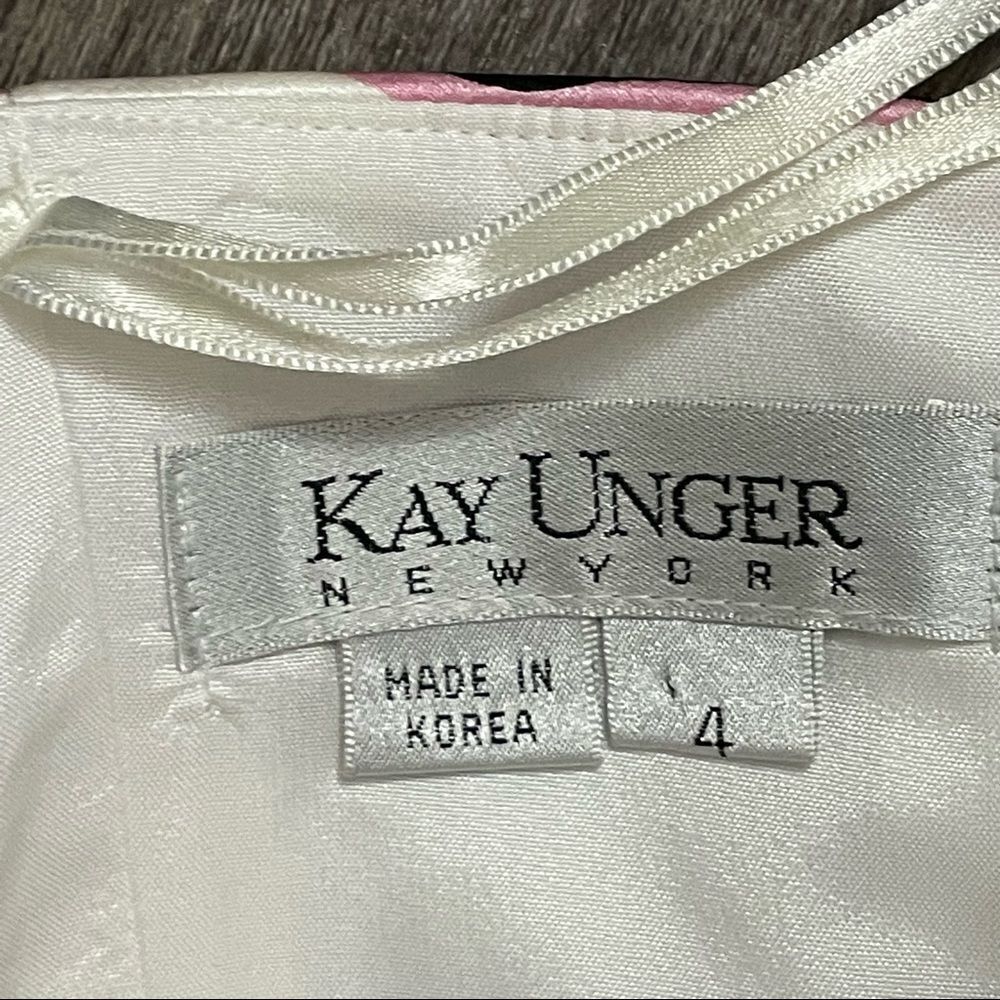 Kay Unger New York Silk Bustier Pink Off-White Black Floral Strapless Top Size 4 - Picture 10 of 16